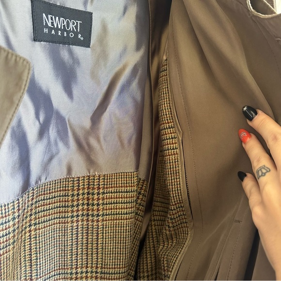 Vintage Newport Harbor Army Green Dual Layer Trench Coat - Picture 7 of 11